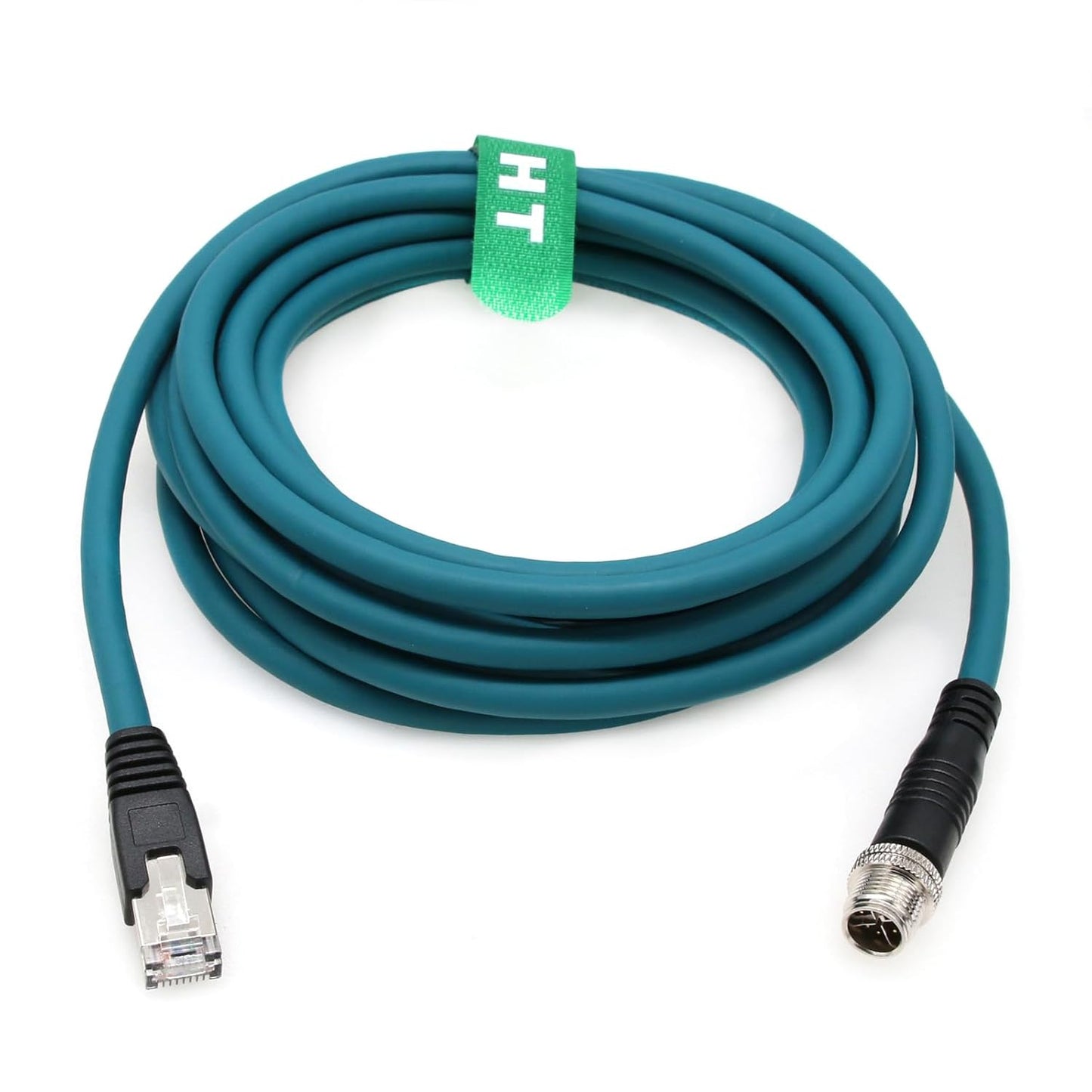 M12 Ethernet 8 Pin X-Code Male to RJ45 CAT-7e Gigabit Cable for Baumer Cognex is 2800 3800 8000 260 470 Reader Camera Sensor (8 Meter)