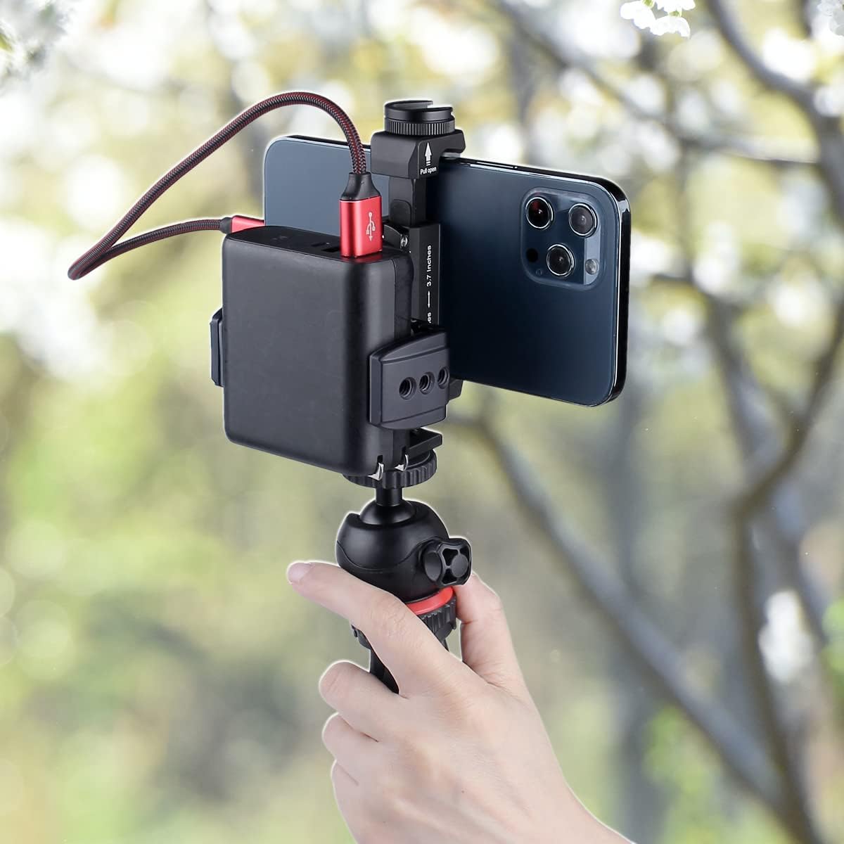 Power Bank Clamp Holder,Camera Cage,with 1/4" Screw,Cold Shoe Mount,Phone Holder Clip [Thick Case & Big Phones Friendly],Radar Detector Mount for Truck Compaitbale with Anker Power Bank