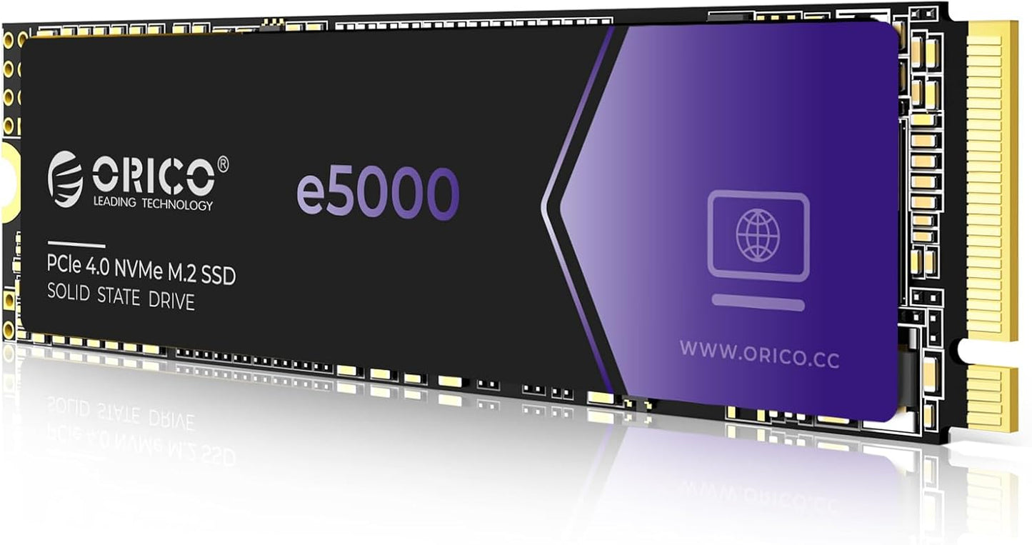 ORICO e5000 1TB SSD M.2 NVMe 2280 PCIe Gen4 5100MB/s Internal Solid State Drive SLC Dynamic Cache 3D NAND QLC for PS5 Laptops PC Desktops