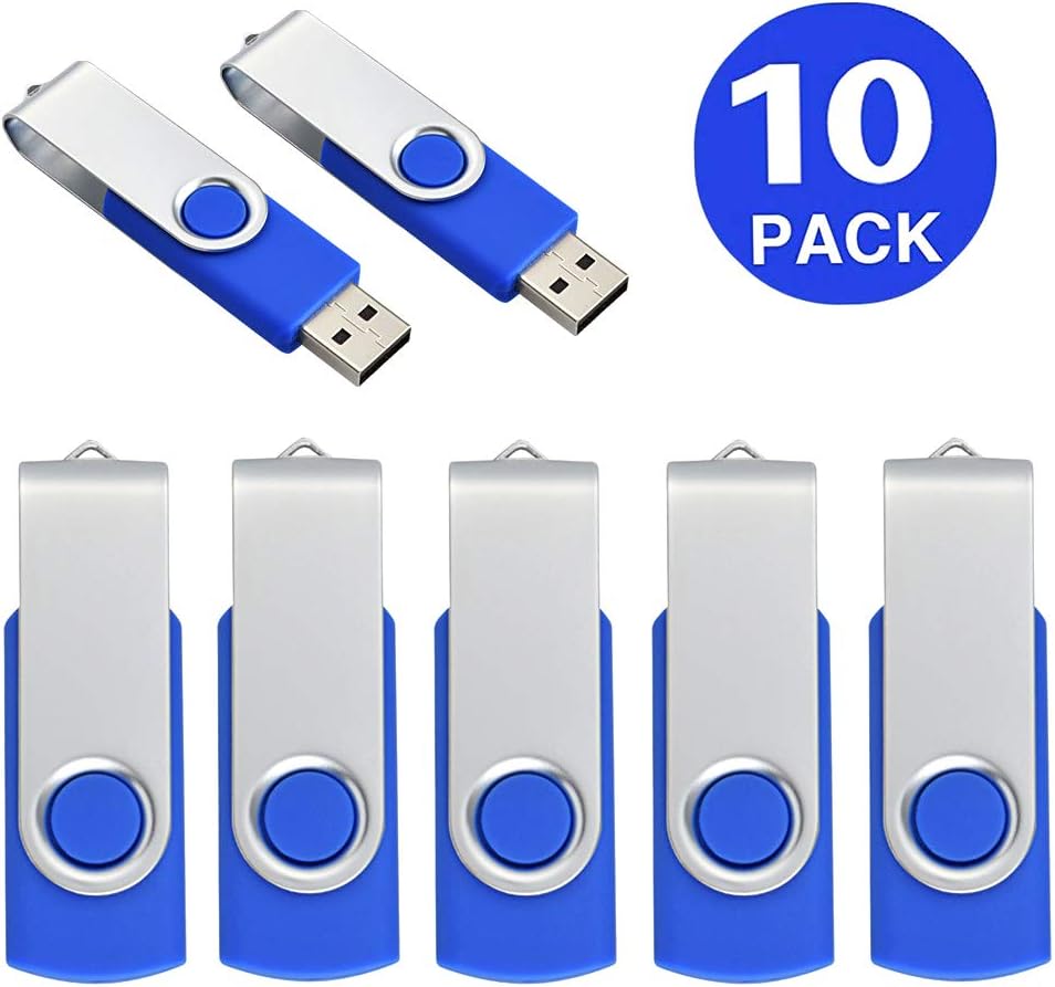 Aiibe 8 GB Flash Drive 10 Pack USB Flash Drives 8G USB 2.0 Memory Stick Thumb Drive Data Storage Swivel Keychain Design Pen Zip Drives Wholesale/Lot/Bulk (10 Pack, 8GB, Blue)