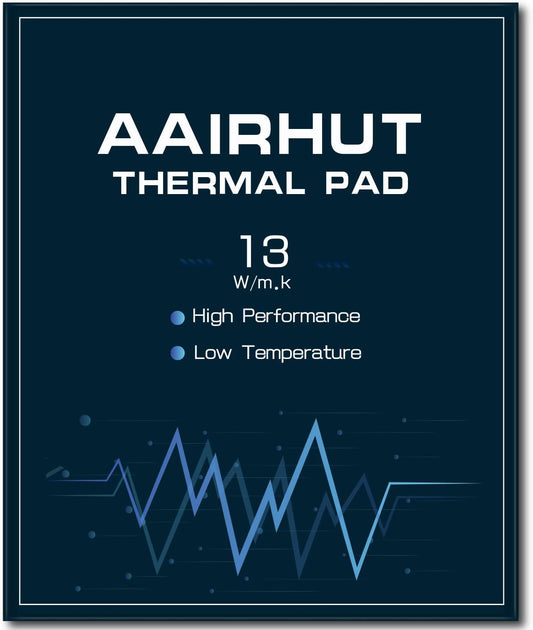 Aairhut Thermal Pad 13W/mK [0.5~3mm], 120x120x0.5mm Silicone Cooling Pad Non Conductive Heat Resistance Extreme Odyssey Cover with Dual Self-Adhesive Films for PC Laptop PS4/PS5/CPU/GPU/Computer