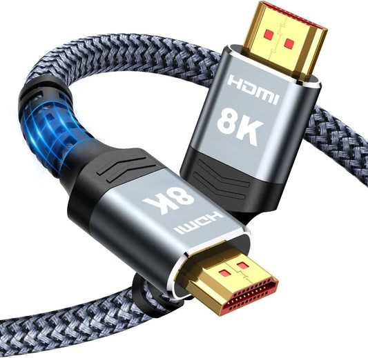 Highwings 8K HDMI Cable 4.99ft Total Length, 4.63ft Cable Length, Ultra High Speed HDMI Braided Cord-4K@120Hz, 8K@60Hz,eARC, Compatible for PS5,Monitor,PC and More