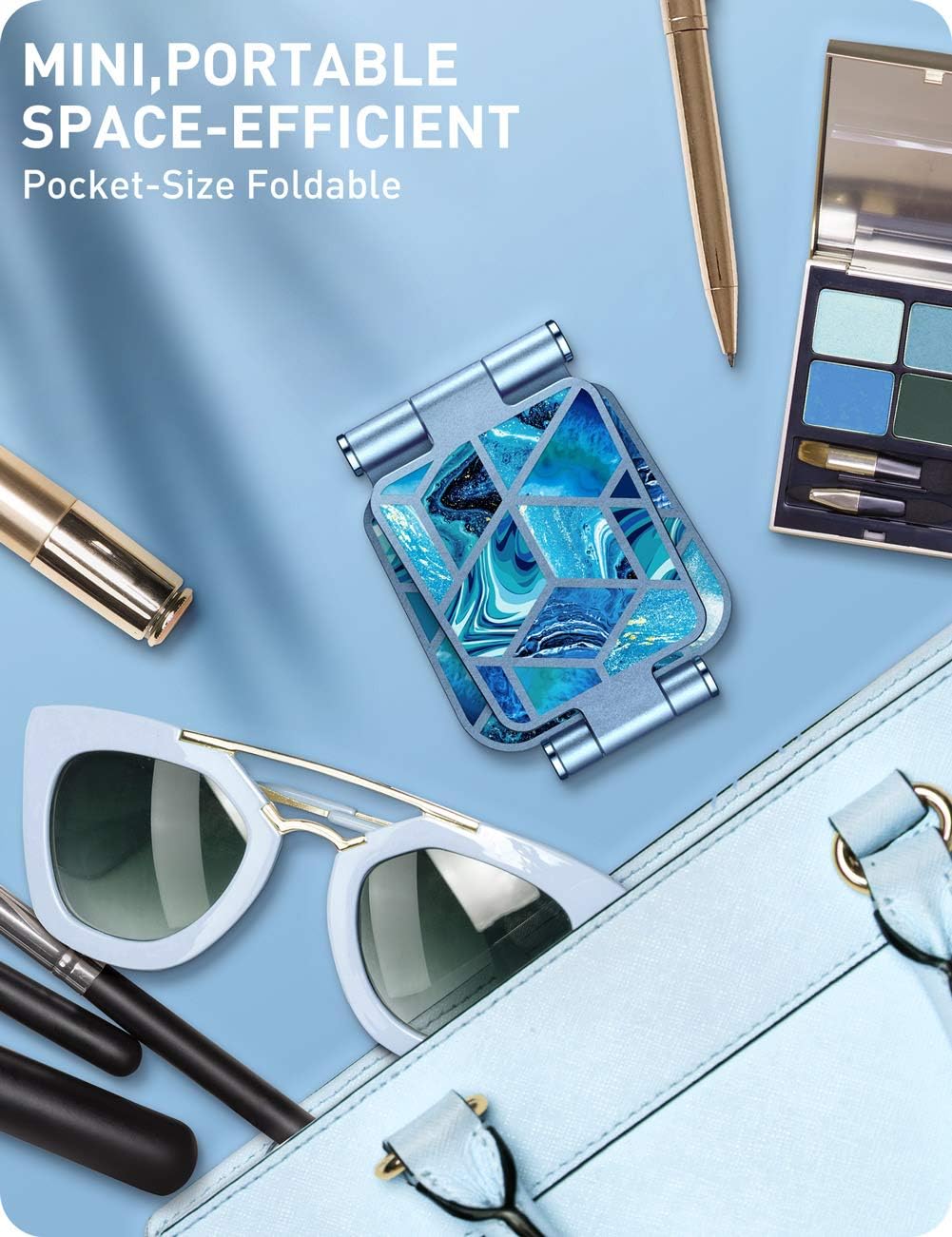 i-Blason Cell Phone Stand for Desk, Cell Phone Holder, Fits All Smart Phones, iPhone 16 15 14 13 Pro Max, Foldable Phone Stand Holder, Blue