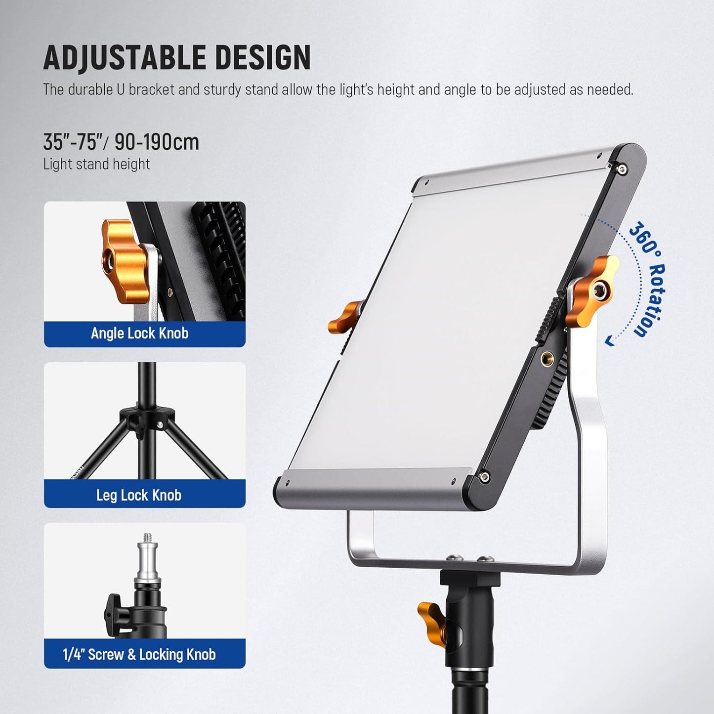 Neewer 2 Pack Dimmable Bi Color 480 LED Video Light Kit with Two 75" Tripod Stands/U Bracket, 3200K-5600K CRI96+ LED Panel Light for YouTube Recording Studio Photography Streaming Key Lighting