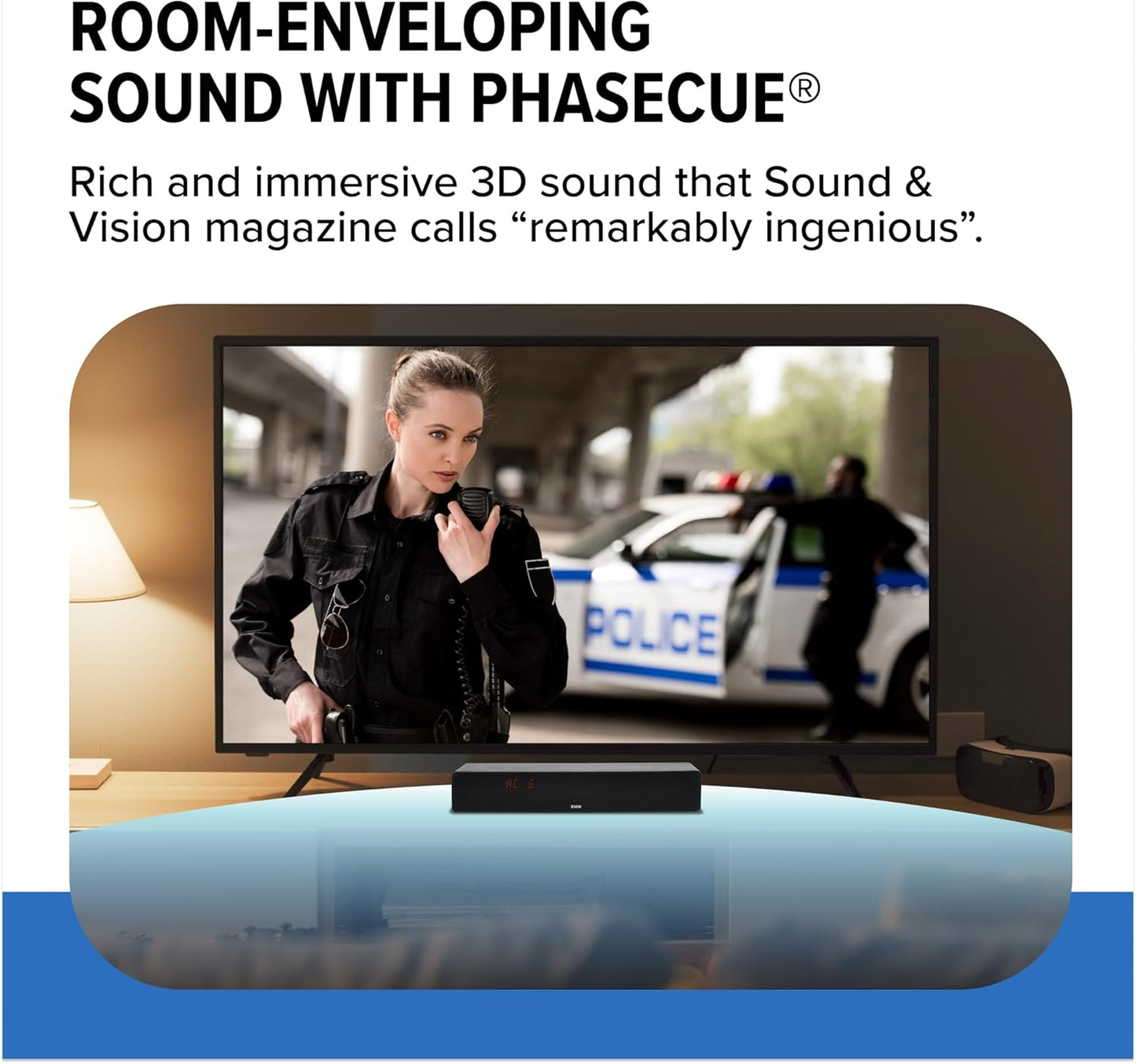 ZVOX Dialogue Clarifying Sound Bar - Patented Hearing Technology, AccuVoice TV Sound Bar with 12 Levels of Voice Boost, 17" Home Theater TV Speakers, Ideal for Smart TVs - AV157 Espresso