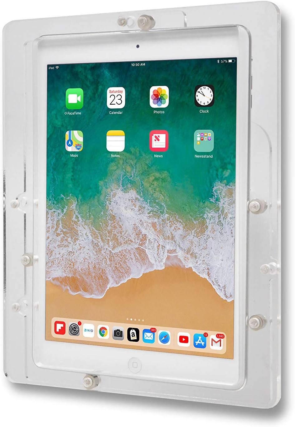 TABcare Anti-Theft Acrylic VESA Enclosure for Apple iPad Pro 12.9" 2018 2020 2021 with Free Wall Mount Kit & 90-Degree Angle USB C Cable (iPad Pro 12.9" 3/4/5, Clear)
