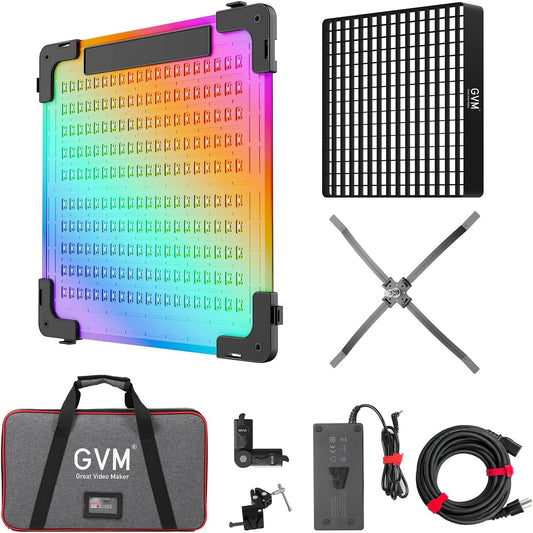 GVM 100W RGB Flexible Led Video Light, 2000K~10000K, Flexible Folding LED Panel Light, 16 Lighting FX with Soft Box, APP Control GVM Lighting for Photography