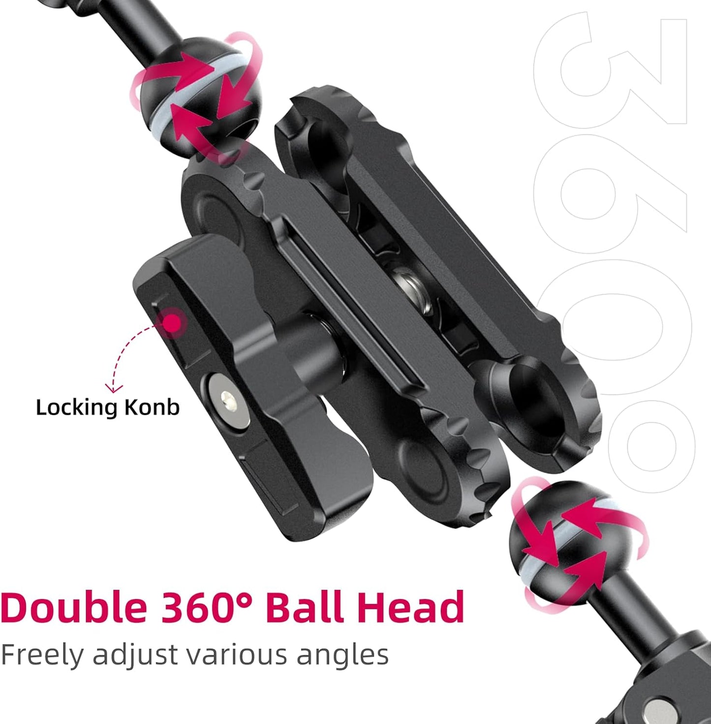 ULANZI Super Clamp Double Camera Clamp with 1/4" Adapter, CO17 Crab Plier Clip Bracket Mount Monitor Magic Arm Double Ball Head Adapter for Photo Studio Light Stand, Photo Boom Stand, Cross Bars