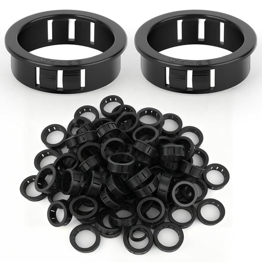 50PCS 1" Black Cable Snap Bushing Grommet, Snap in Cord Bushing Protect Cables