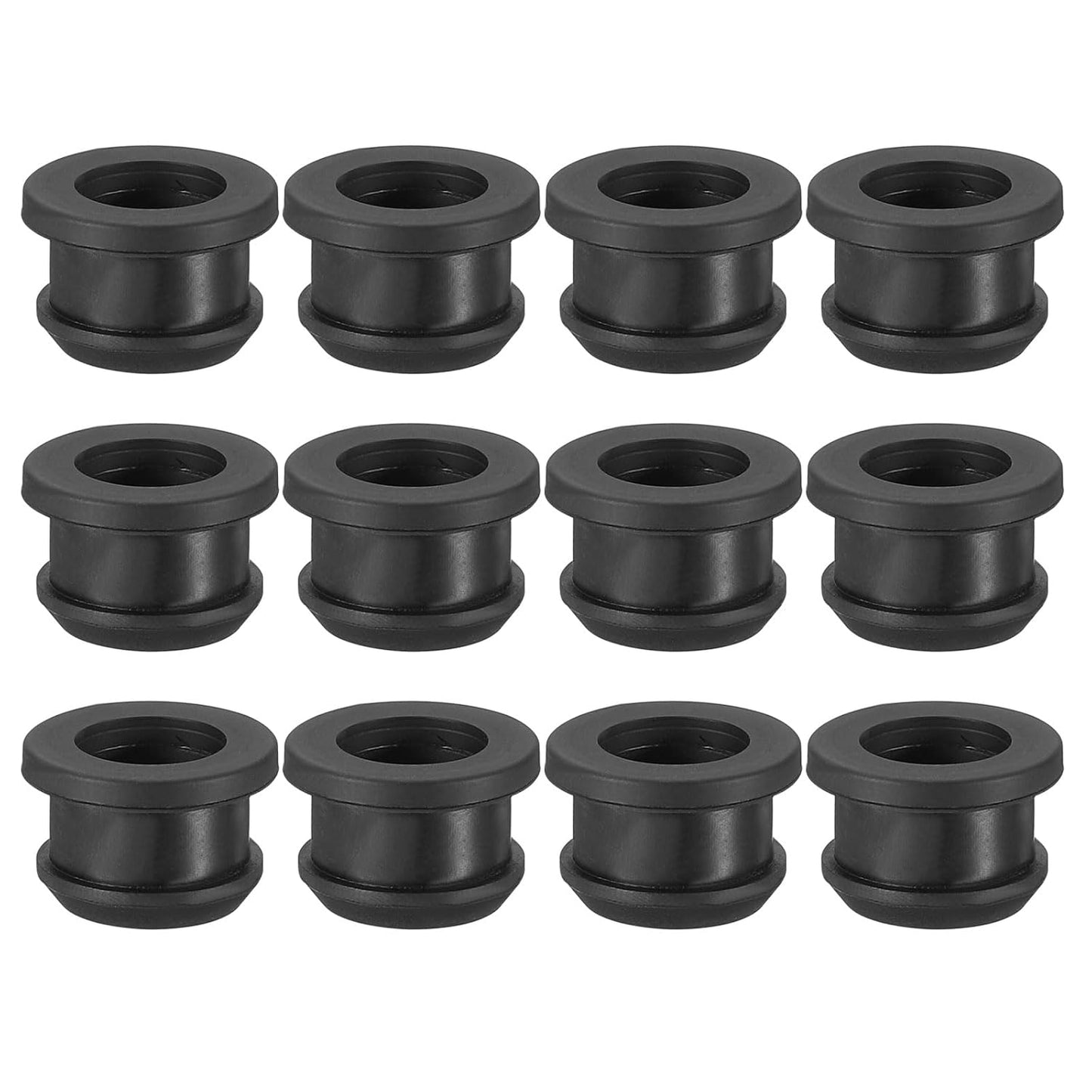 PATIKIL 13.5mm / 1/2 Inch Drill Hole,7/16 Inch ID Rubber Grommets, 12Pcs Top Hat Grommet for Wiring Eyelet Ring Gasket Automotive Firewall Cable Hole Plugs Wires Protection, Black