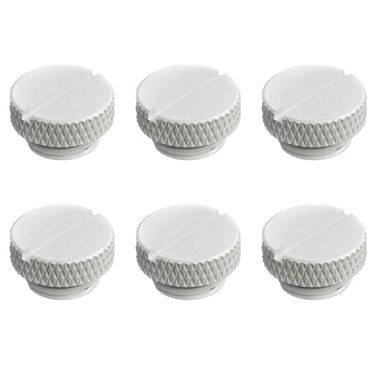 dracaena.io 6 pack G1/4" thread, Thin water Stop Plug Fitting with Coin Slot for Computer water cooling System, durable brass/copper material, White