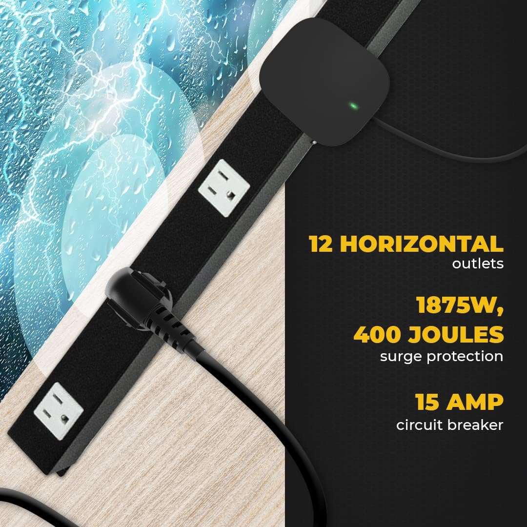 12 Outlets 4 Feet Body Heavy Duty Metal Surge Protector Power Strip (4 Feet 12 Outlet 6 Feet Power Cord)