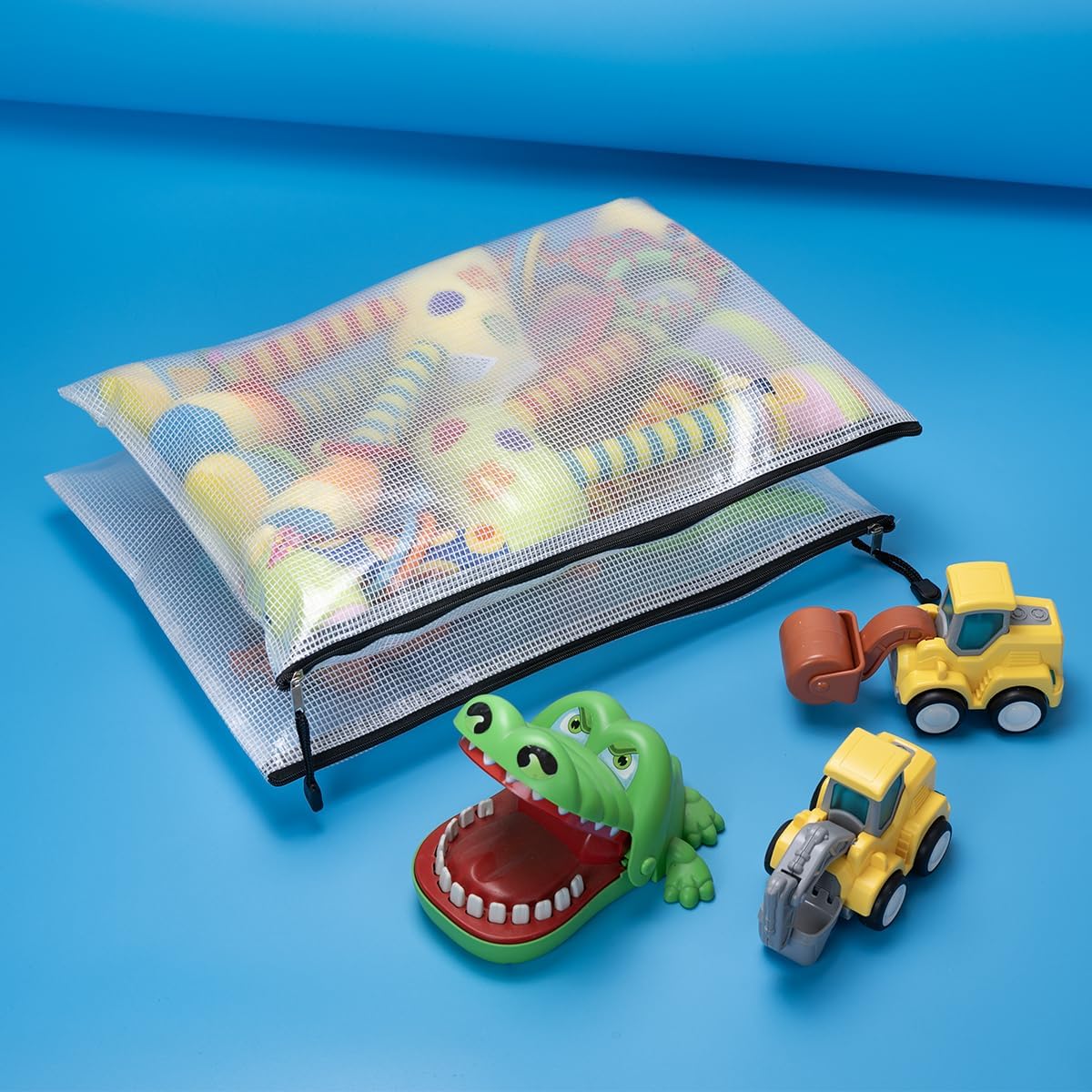 AUSTARK 20 Pcs Zipper File Bags, Plastic Mesh Pouch, Board Game Storage, Waterproof Bags for Office School (B4 Size 15''x11'', White and Black)