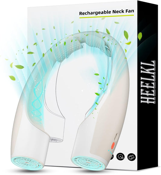 AI Neck Fan, 4 Speeds Adjustable Portable Personal Fan Rechargeable, 4000 mAh Battery Faster Cooling Wearable Fan, Ultra Quiet for Home, Office, Travel, Outdoor - Champagne