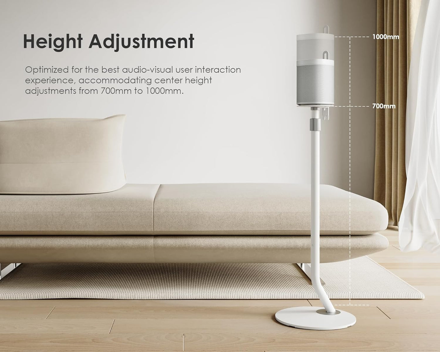 FITUEYES Design Adjustable Speaker Stands Pair for Bookshelf Speakers up to 11LBS, 27.5"-39.3" Height, Compatible with Multi-Audio