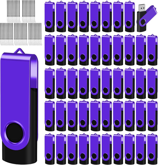 EASTBULL 4GB USB Flash Drive 50 Pack with Lanyards - USB 2.0 Jump Drive for Storage and Backup - Purple 50PCS