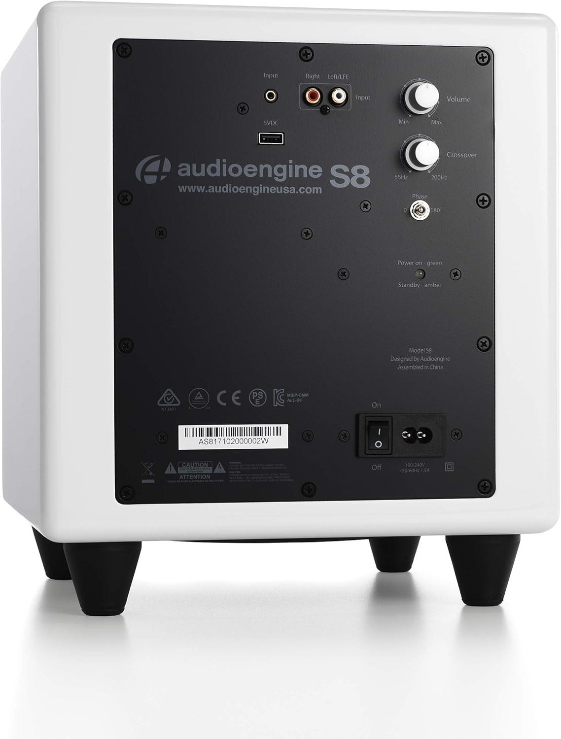 Audioengine S8 Powered Subwoofer Speaker - 250W 8-inch Home Woofer with Built-in Amplifier and Dual Audio Inputs for Home Audio