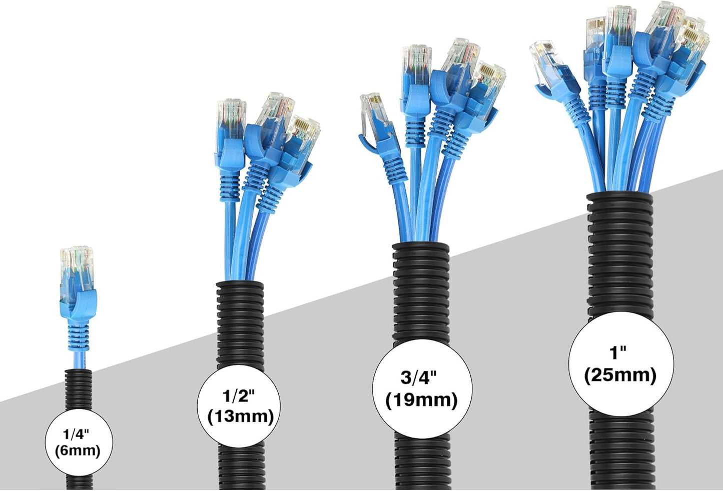 CrocSee 10ft - 1/4 inch Flame Retardant Split Wire Loom Tubing with Installation Tool - Flexible Wire Covers Cord Protectors - Black