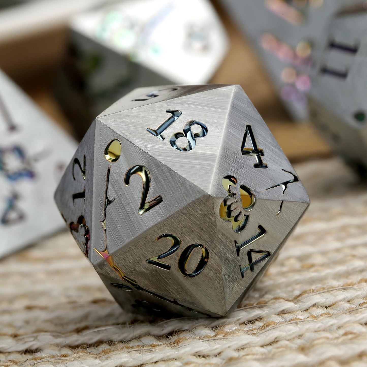 DNDND Rainbow Flower Metal Dice Set, 7 PCS Metallic Flowers DND Dice with Gorgeous Gift Case for D&D Dungeons and Dragon Tabletop Game (Rainbow Flowers)