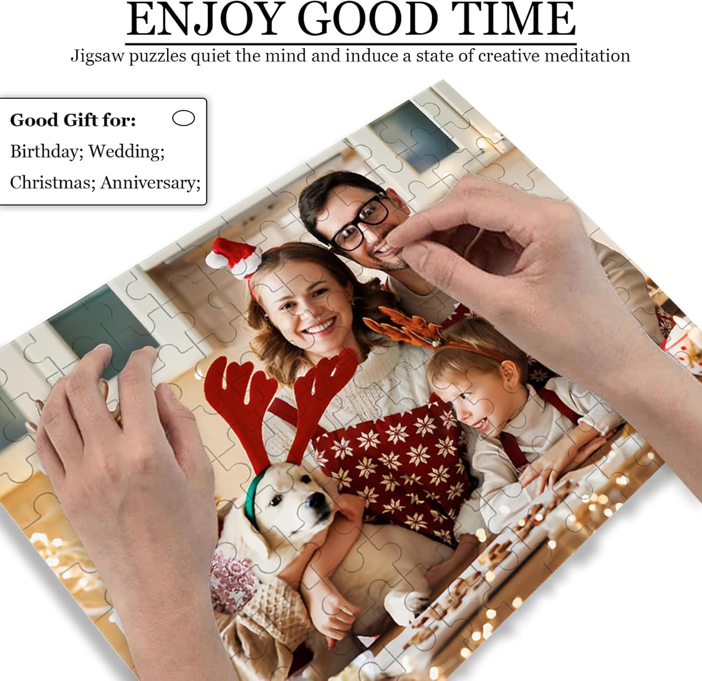 Custom Puzzle 120/200/300/500/1000/1500 Pieces, Personalized Puzzle from Your Own Photos, Customized Picture Jigsaw Puzzle Gift for Christmas Wedding Birthday Family