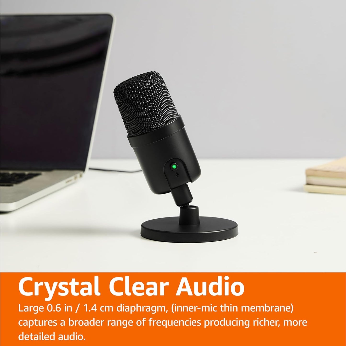 Amazon Basics USB Condenser Microphone for Streaming, Recording, and Podcasting on PC, Plug and Play, Cardioid Pickup, Adjustable Stand with 360° Rotation, 5.8 x 3.4 inches, Black