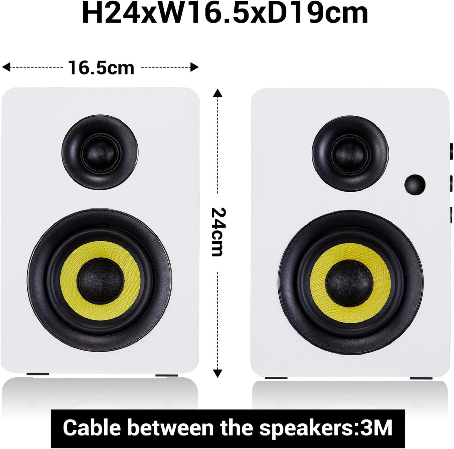 SW206 4” HiFi Bookshelf Speakers with Studio Mode, 80W Active, Bluetooth 5.4/Optical/Coaxial/TRS/Aux/24bit DAC USB, for Turntable TV PC Desktop, MDF Cabinet, Remote Control, White