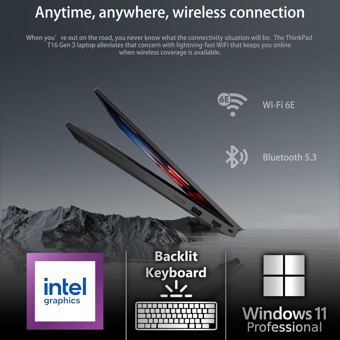 Lenovo ThinkPad T16 Gen 3 Business Laptop 16” FHD+ Display, Intel Ultra 7-155U (Beats i7-1355U), 16GB DDR5 RAM, 512GB SSD, 5MB Webcam, WiFi 6E + BT, RJ-45, HDMI, Win 11 Pro, AI Copilot - Black