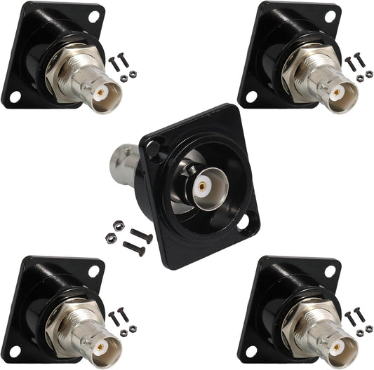 PENGLIN 5PCS BNC D Series Panel-Mount Connector, Coaxial BNC Female to Female Extension Coupler for CCTV Security Camera System