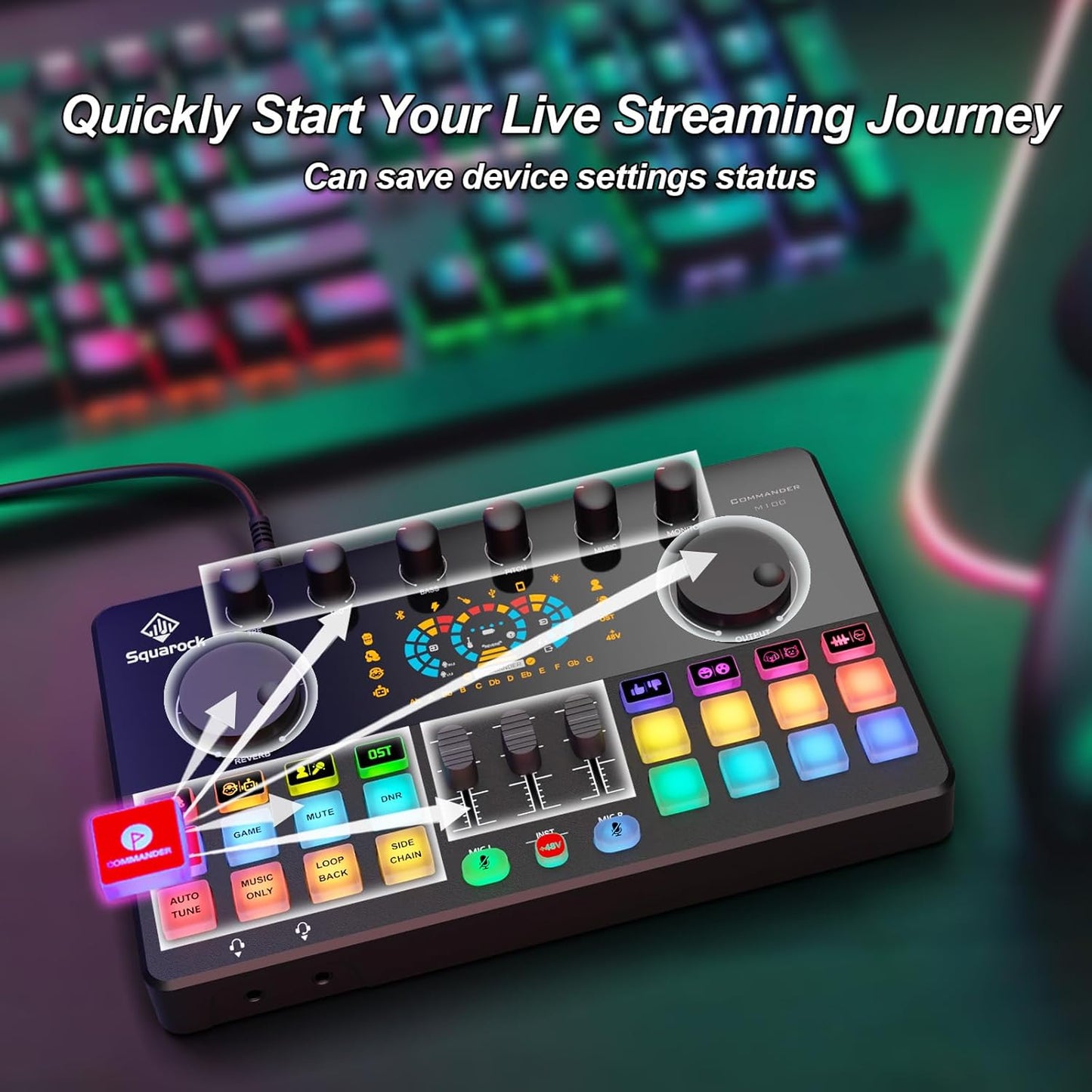 Podcast Equipment Bundle for 2 with Dual XLR-3.5 Condenser Micophones with Mic Pop Filters Audio Equipment for Live Streaming/ Recording, Online Gaming for Phone/ Laptop/ PC Audio Interface M100