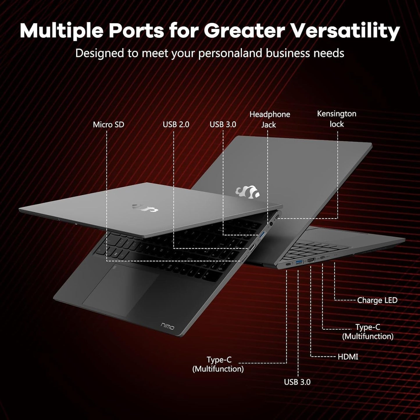 NIMO 15.6" IPS FHD-Gaming-Laptop, AMD Ryzen 5 6600H 6-Cores 660M GPU 64GB DDR5 RAM 1TB SSD(Beat i7-1165G7, Up to 4.5GHz) Computer with 100W GaN Type C Fingerprint Backlit Keyboard Win 11