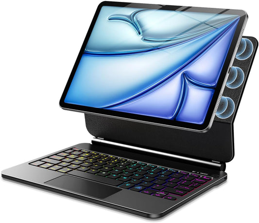 Keyboard Case for iPad Air 13 inch,iPad Pro 12.9 inch (3/4/5/6th Gen),Easy-Set Floating Cantilever Stand Magic Magnetic Backlit - Multi-Touch Trackpad Keyboard Case for iPad (Black)
