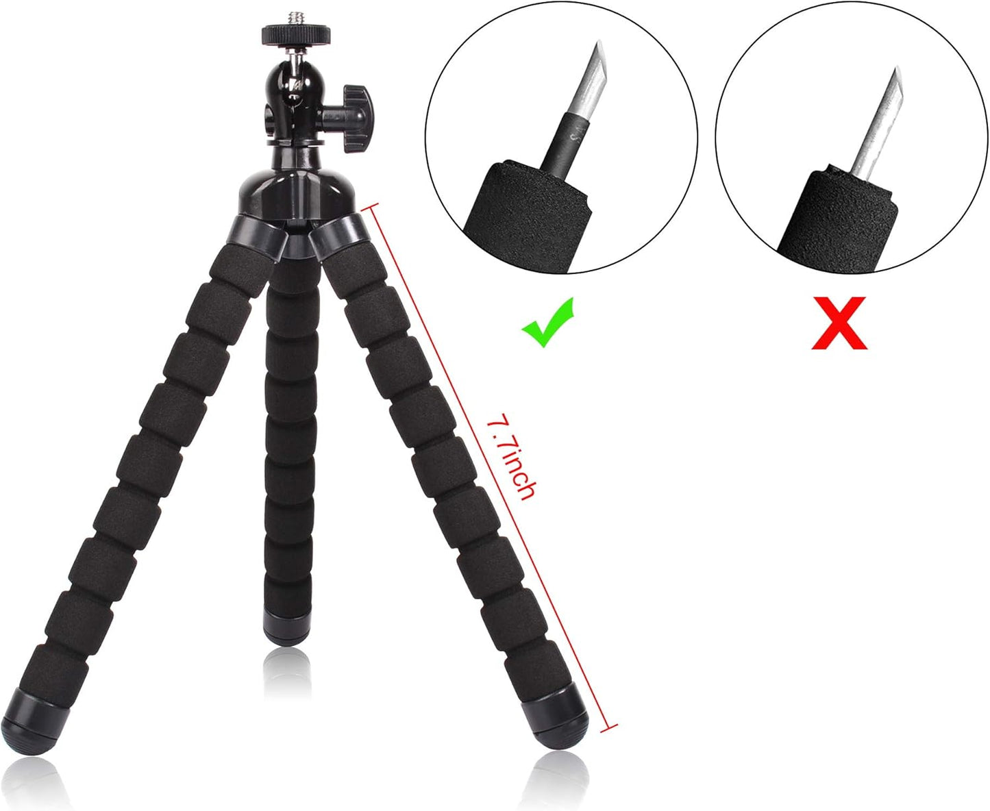 Phone Mini Tripod, Ruittos Premium Flexible Mobile Phone Tripod Stand Compatible with iPhone Samsung Go Pro, Small Digital Camera, Black