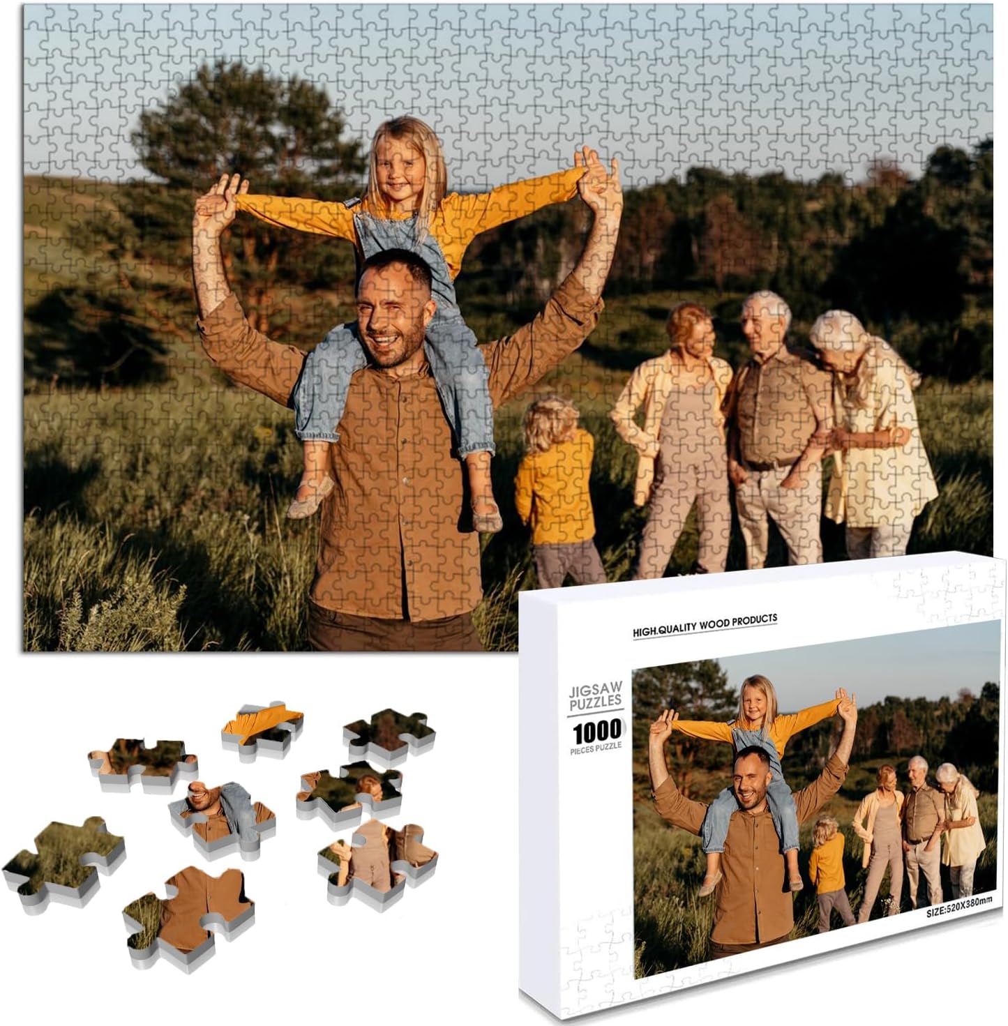 Custom Puzzle, Personalized Puzzle for Photos, Customized Puzzle 120/200/300/500/1000/1500 Pieces for Family, Christmas, Pet, Birthday, Wedding Gift