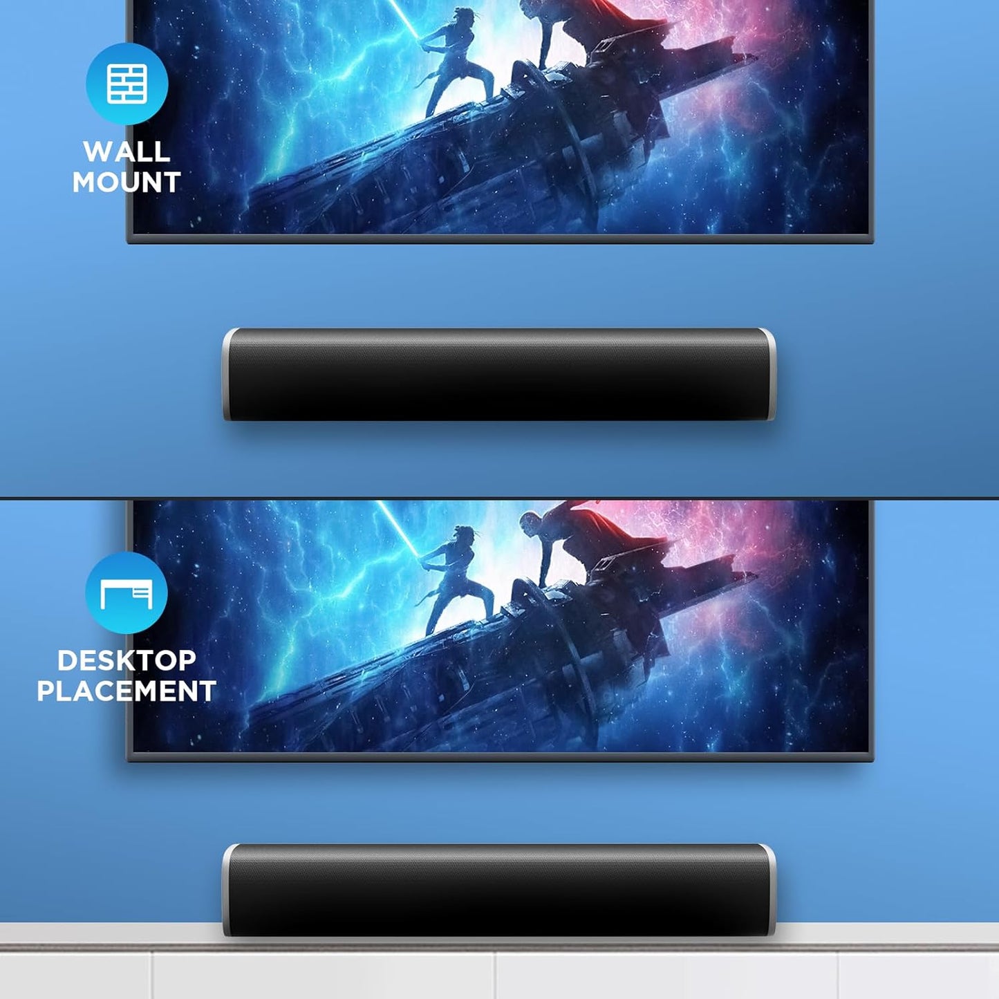 MZEIBO TV Sound Bar, Sound Bars for Smart TV Bluetooth 5.0 Soundbar 50W 17Inch Soundbars with ARC/Optical/AUX Connection Surround for Home Theater Audio