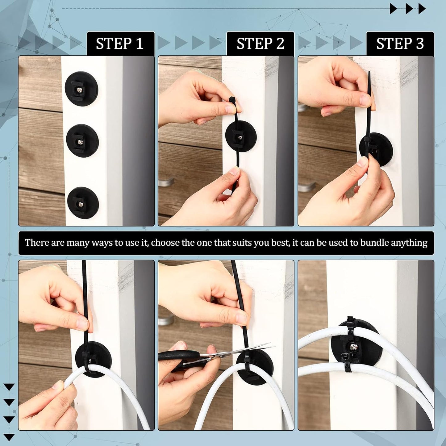 Yookeer 230 Pieces Magnetic Zip Tie Mount Multipurpose Cable Holder Magnets Magnetic Wire Management Bases with Heavy Duty Zip, Mount Nylon Cable Ties in Total (43 mm)