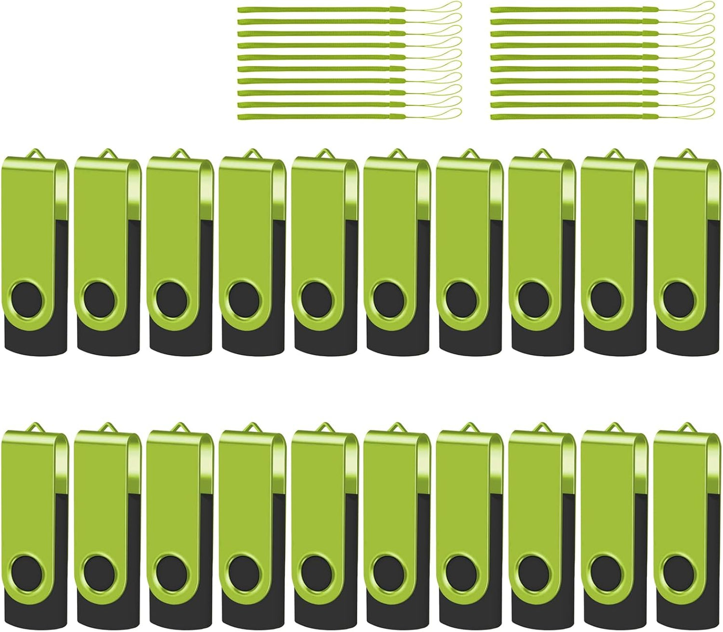 EASTBULLUSB Flash Drive Bulk 8GB 20 Pack with Lanyards USB 2.0 Thumb Drive Bulk Memory Stick Swivel Pen Drive for Storage and Backup 8GB 20 Pack, Green