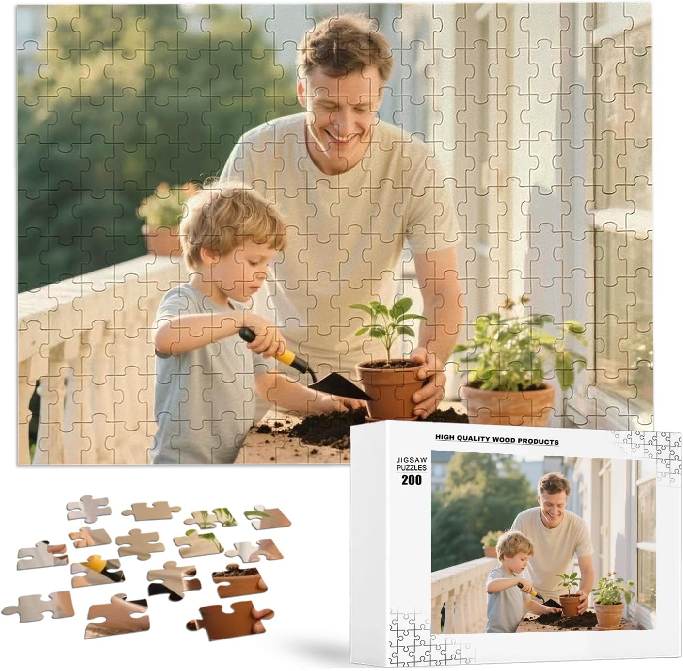 Custom Puzzle, Customize Puzzles from Photos with 120/200/300/500/1000 Pieces, Personalized Wooden Jigsaw Puzzle Gifts for Family, Adults, Christmas, Wedding, Pet
