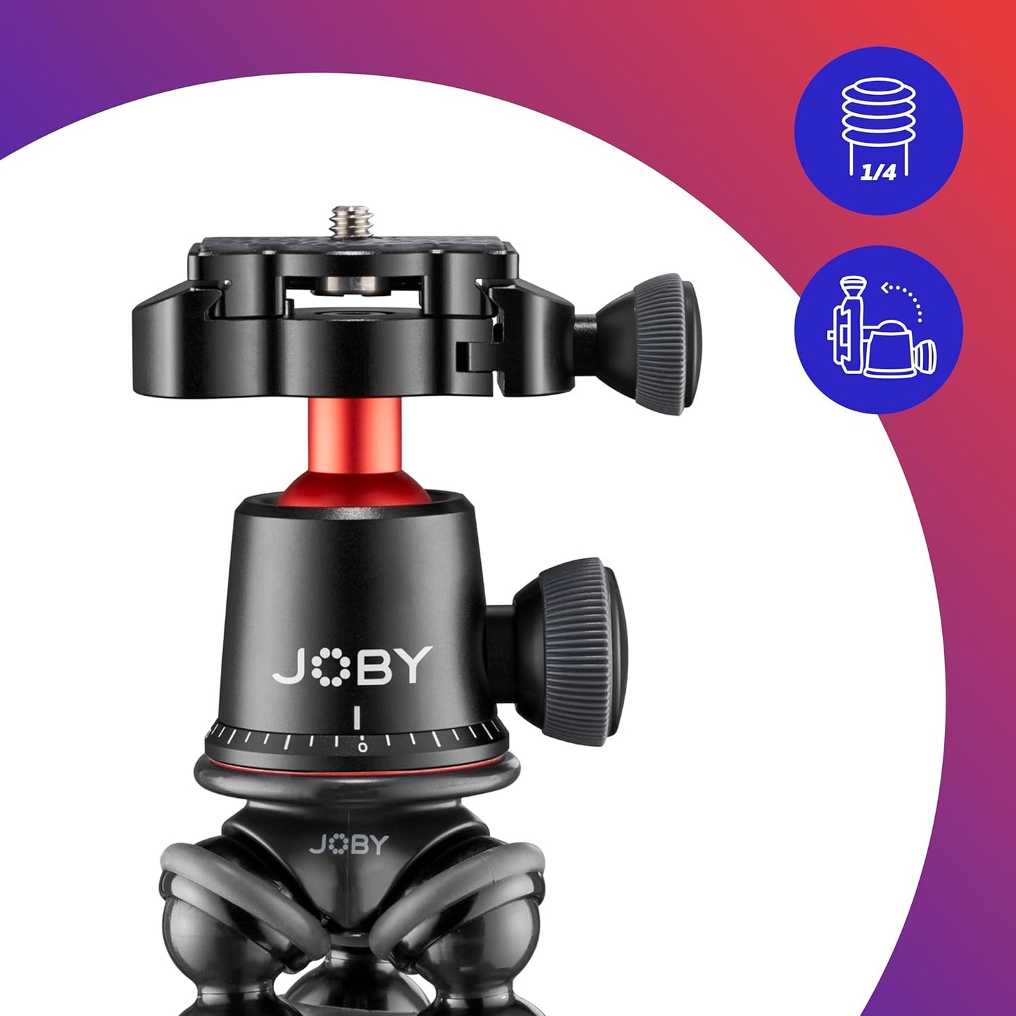 JOBY GorillaPod 3K PRO Kit, Flexible Professional Aluminium Tripod with BallHead, QR Plate, Made in Italy, for Premium CSC/Mirrorless Camera, 3kg/6.6lbs Load Capacity, J91566-BWW