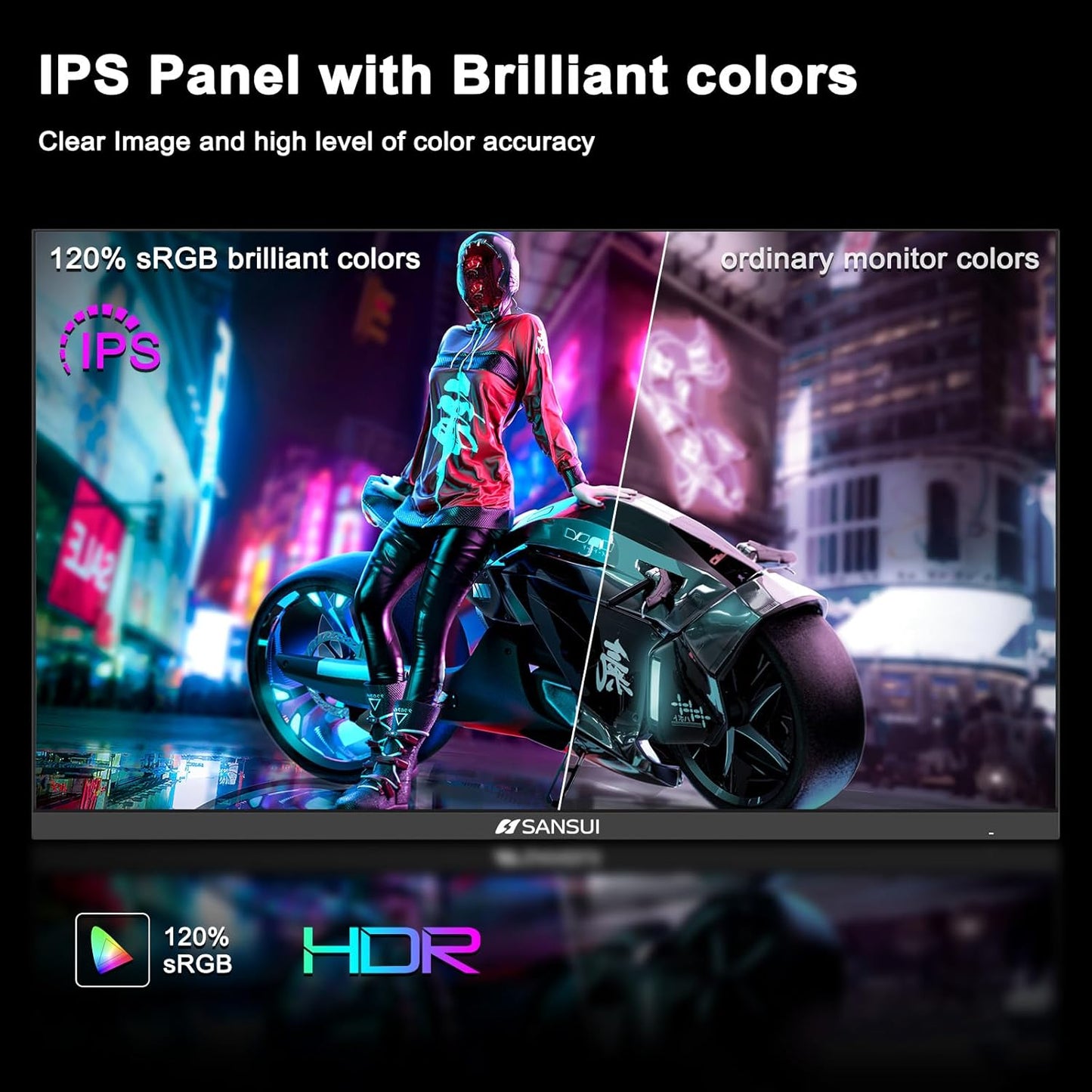 SANSUI 27 Inch WQHD 2560 x 1440 IPS Gaming Monitor, 180Hz 1ms Computer Monitor, DP 1.2 x2 | HDMI 2.0 x2 | VESA Mount, 120% sRGB HDR Eye Care Metal Stand (DP Cable Included)