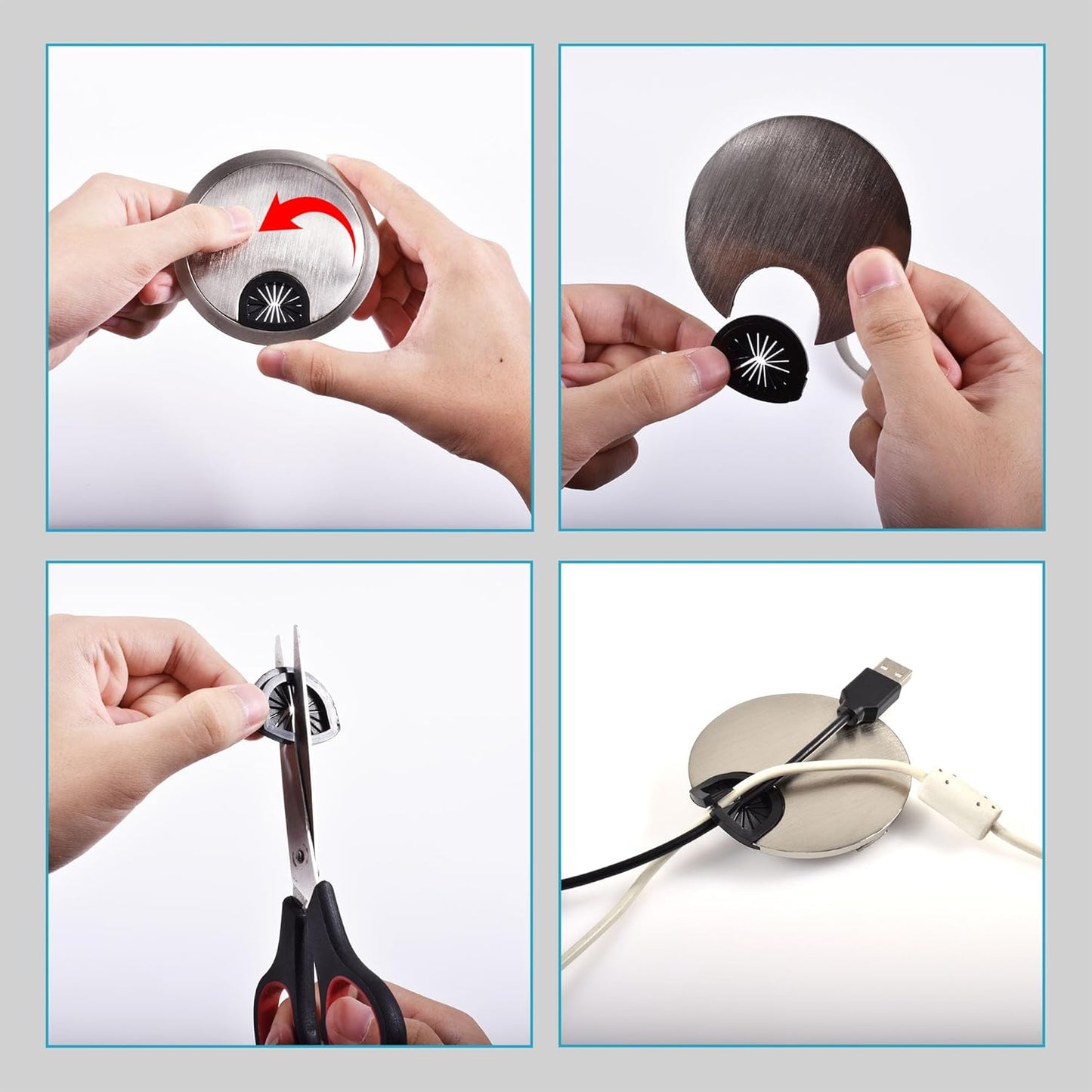 Desk Grommet 2 Inch 50mm, Zinc Alloy Computer Desk Wire Hole Cover, Office Desktop Cord Cable Hole Metal Ring, Bronze Tone