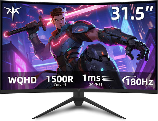 KTC 32 inch Curved Gaming Monitor, 180Hz 1ms MPRT, 2K 1440P 144Hz Monitor, 1500R HVA Display, Adaptive Sync, HDR, 120% sRGB, DisplayPort HDMI, Vesa Support 3.9x3.9'', PC Moniter for Gamers