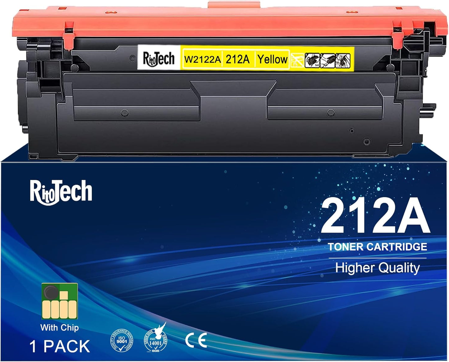 212A Yellow Toner Cartridge,Compatible Replacement for HP 212 A 212X W2122A W2120X, for HP Color Laserjet Enterprise M554 m554dn M555 M555dn Flow MFP M578 Printer, with Upgraded Chip,No Fading