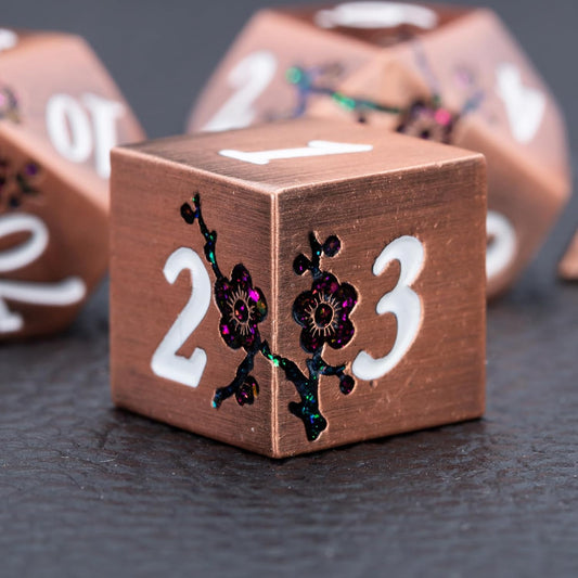 Purple & Red DND Metal Dice, 7PCS Aluminum Dice Set with Gift Case for Dungeons and Dragons, RPG, MTG, Pathfinder