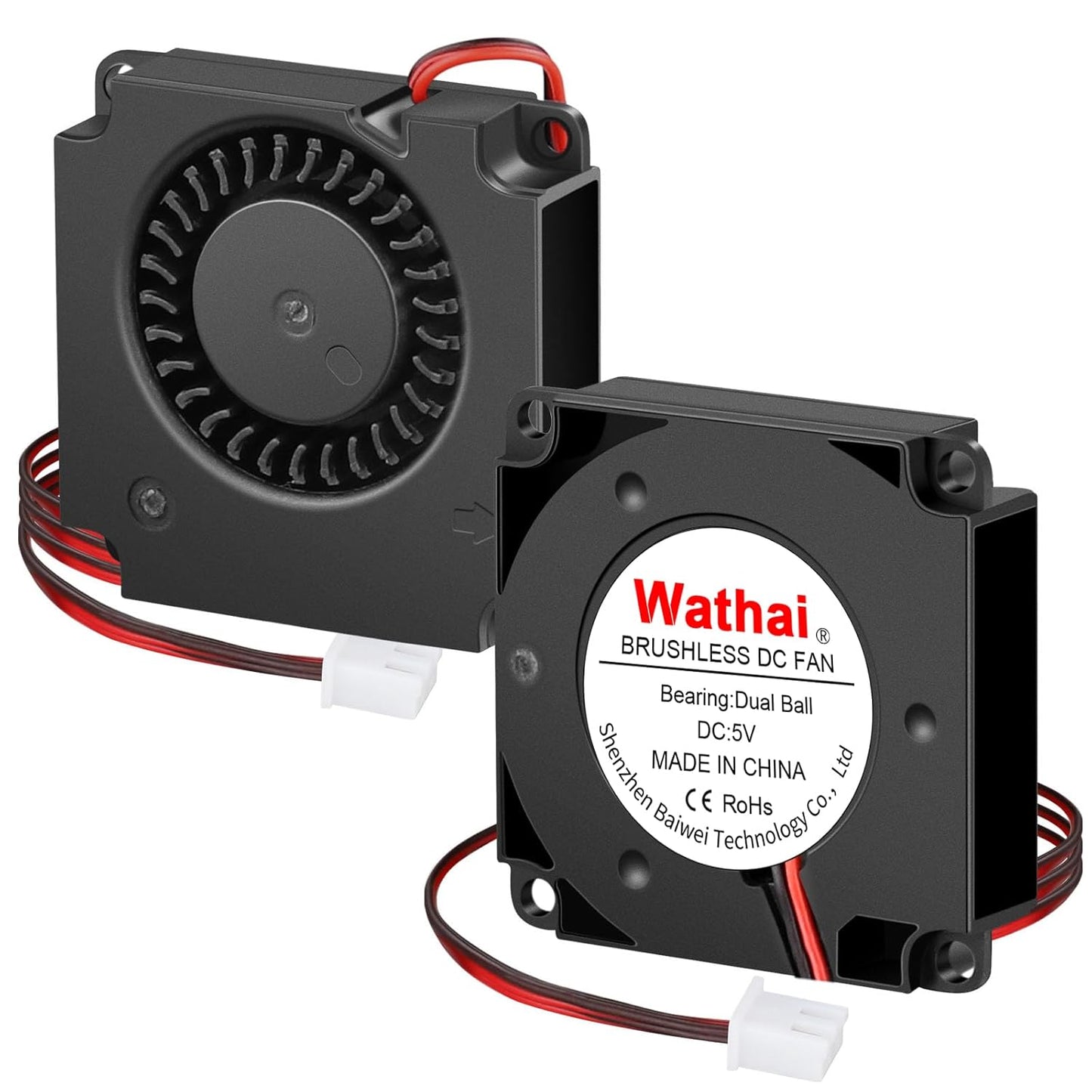 2Packs Wathai DC Blower Fan 4010 Radial Cooling Fan 5V 2 Pin DC 40mm x 10mm Dual Ball