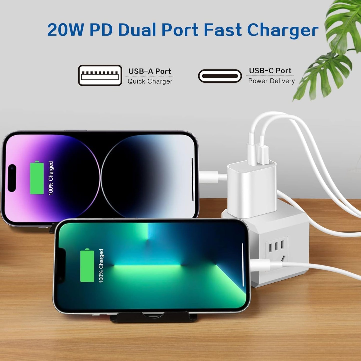 Fast Charger for iPhone,Dual Port A/C Apple iPhone Charger Fast Charging Block,2Pack Quick Double A/C iPhones Wall Chargers Adapter,6FT USB C to Lightning Cable for iPhone14 ProMax/13/12/11/XS/XR/iPad
