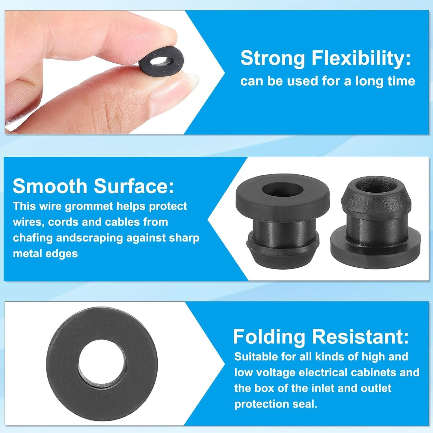 PATIKIL 8mm / 5/16 Inch Drill Hole,1/4 Inch ID Rubber Grommets, 15Pcs Top Hat Grommet for Wiring Eyelet Ring Gasket Automotive Firewall Cable Hole Plugs Wires Protection, Black