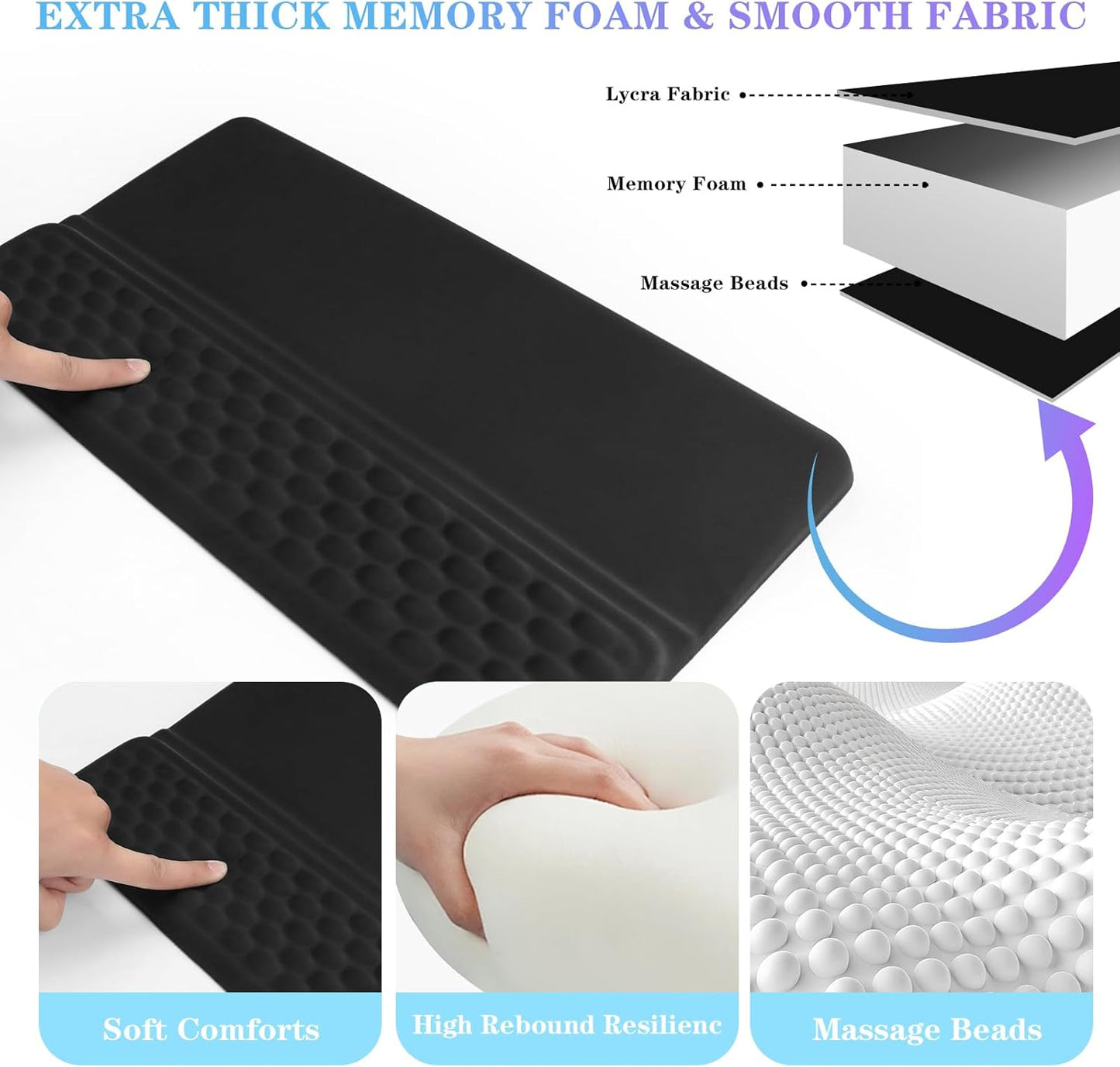 Computer Keyboard Stand Pad with Wrist Rest, Ergonomic Comfy Tilted Keyboard Stand Riser Holder Pad for Office Home (Black)