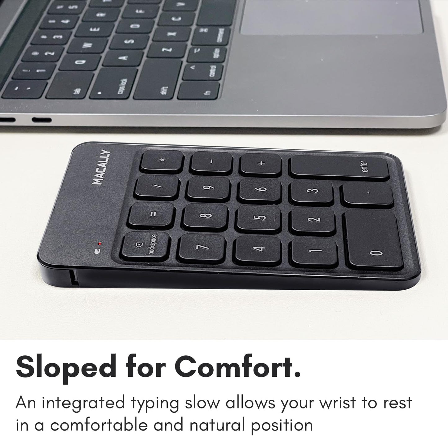 Macally Wireless Number Pad | Numeric Keypad | Wireless 10 Key for Laptop PC Computer Notebook Surface Chrome (2.4G USB) Perfect for Data Entry Numpad Number Keyboard