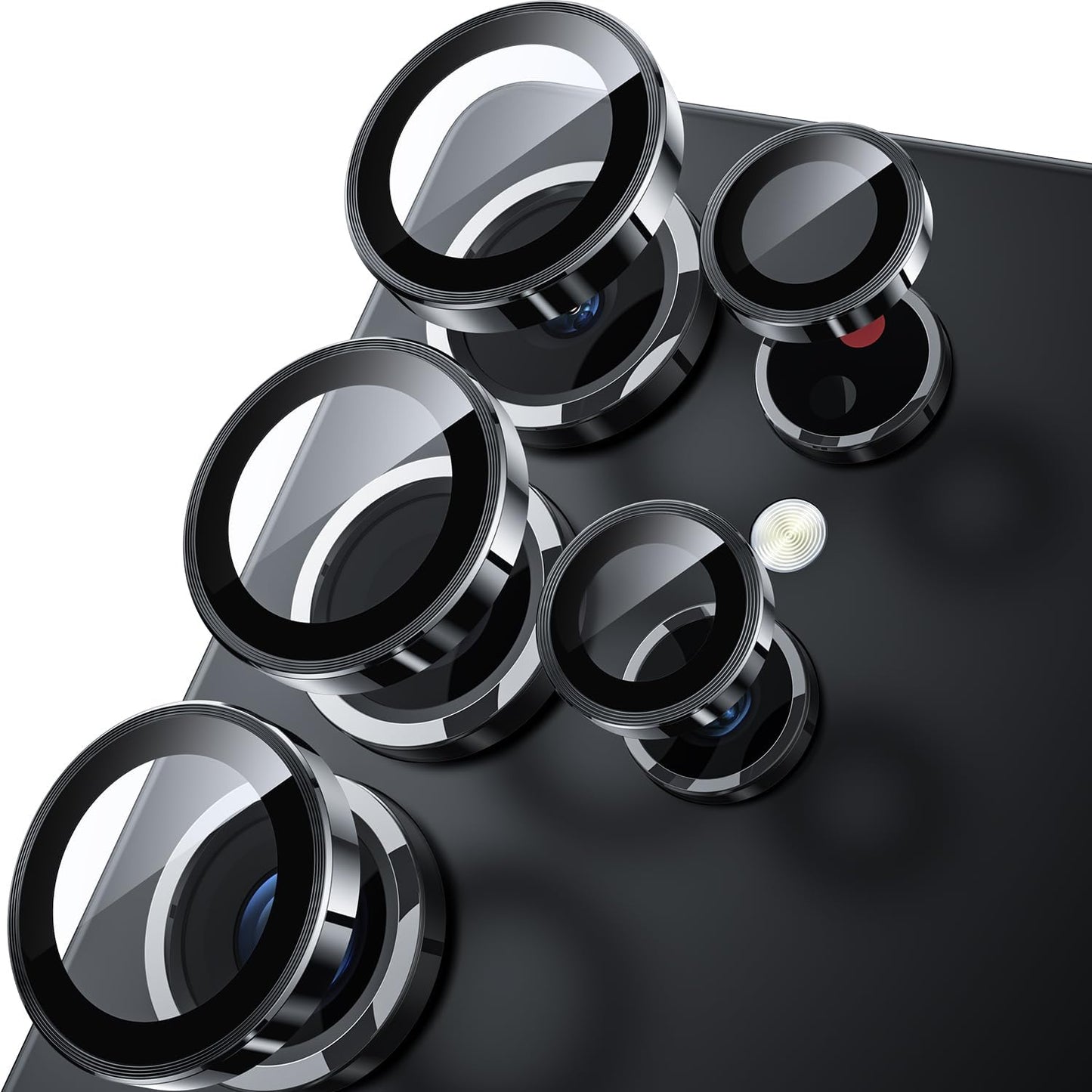 WSKEN for Samsung Galaxy S25 Ultra Camera Lens Protector - Ultra Thin Case Friendly, 9H Shatterproof Tempered Glass with Aluminum Metal Circle Camera Screen Protector Cover Accessories, Black