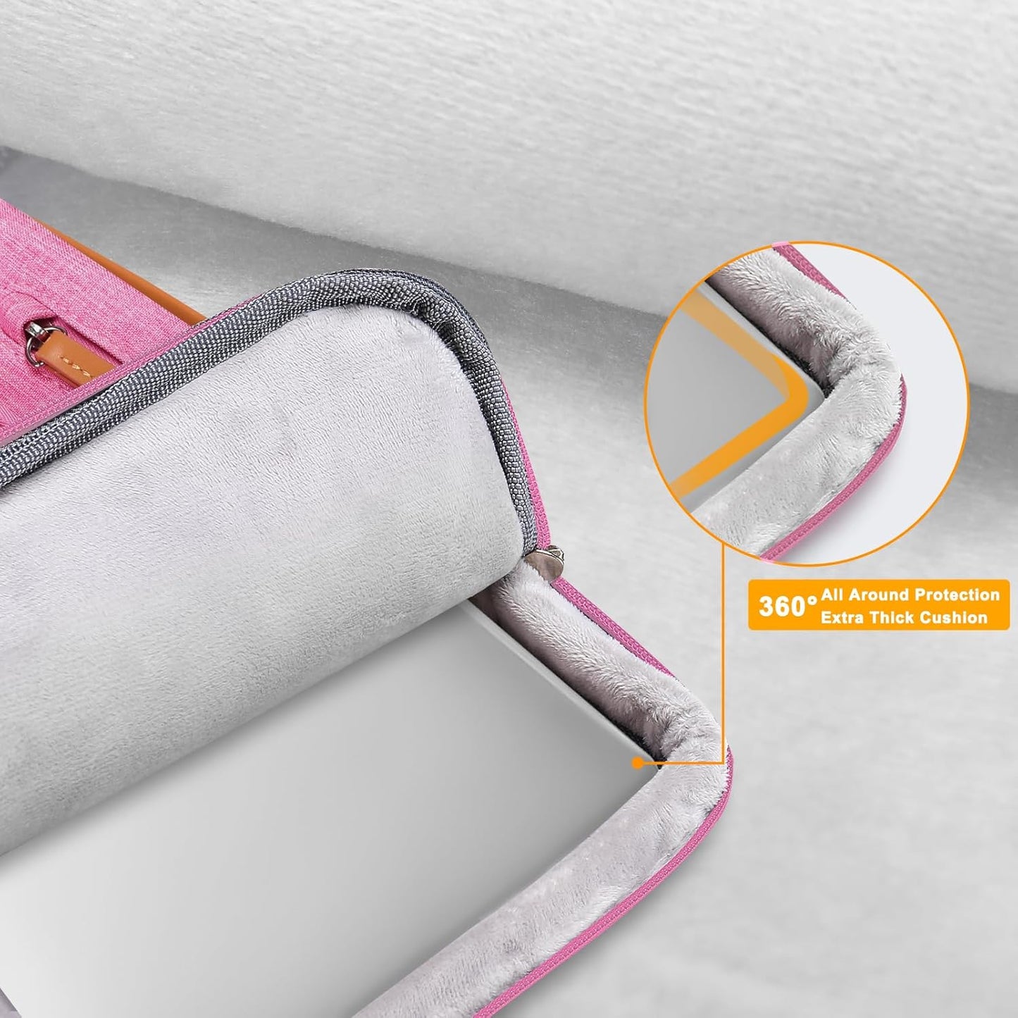 MOSISO 360 Protective Laptop Shoulder Bag,15-15.6 inch Computer Bags Compatible with MacBook Pro 16 inch, HP, Dell, Lenovo, Asus Notebook,Side Open Messenger Bag with 4 Zipper Pockets, Rose Red